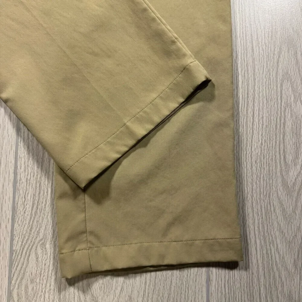 Adidas Golf Pants Men’s 38x32 Tan Performance Tech Lightweight Stripe Logo